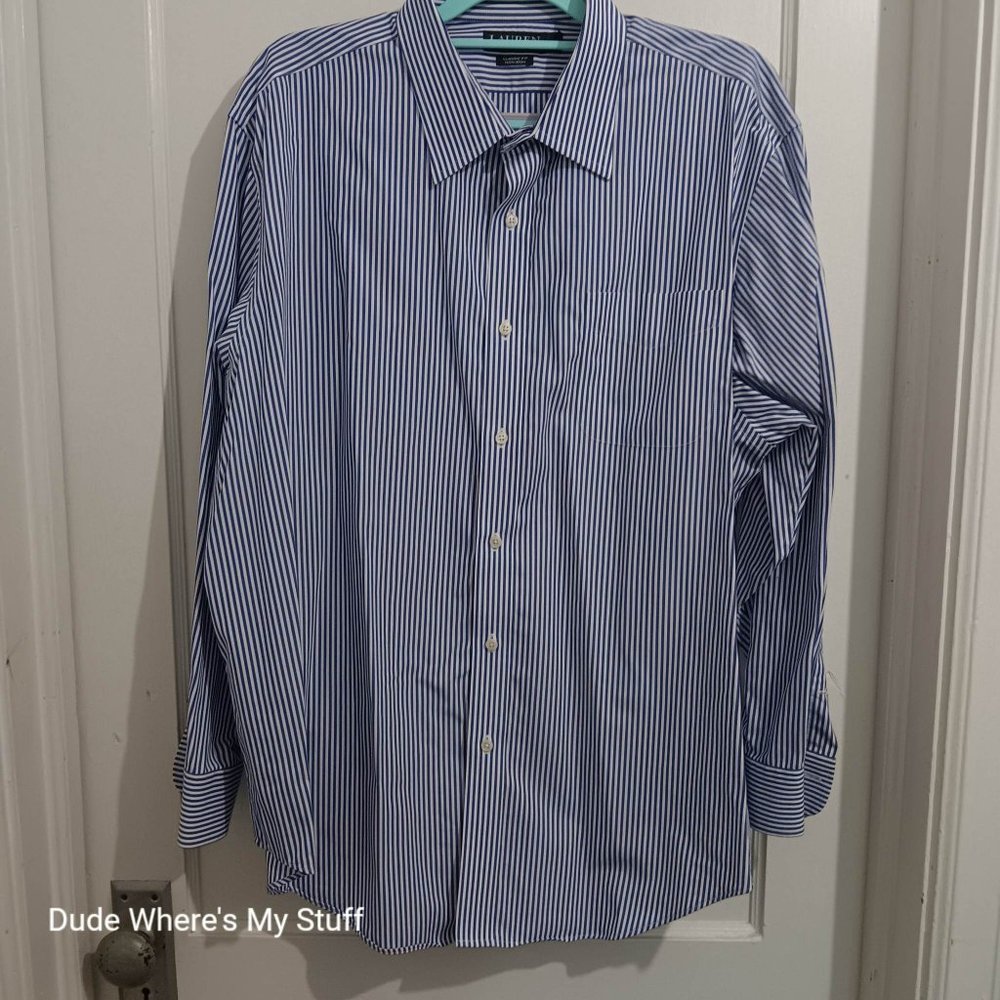 LAUREN - RALPH LAUREN GREEN LABEL - LONG SLEEVE DRESS SHIRT - SIZE 18 (34/35)